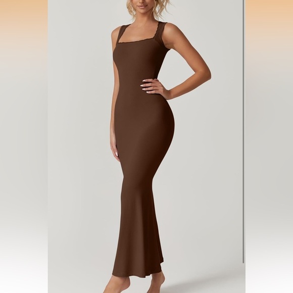 Women's Square Neck Long Maxi Dress Sleeveless Lounge Ribbed Full Length NWT XL - Picture 3 of 6